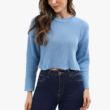 CROPPED TRICOT LISTRA 620144 AZUL P