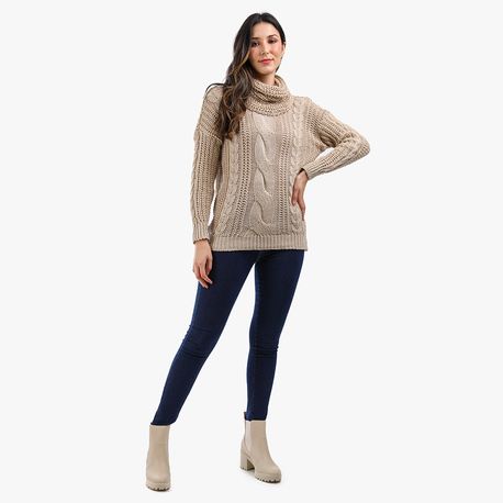 TRICOT TRANCA GOLA ALTA 620198 BEGE M