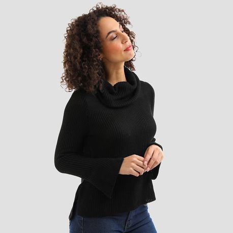 TRICOT FRALDADO GOLA ALTA SOLTA R001 PRETO G