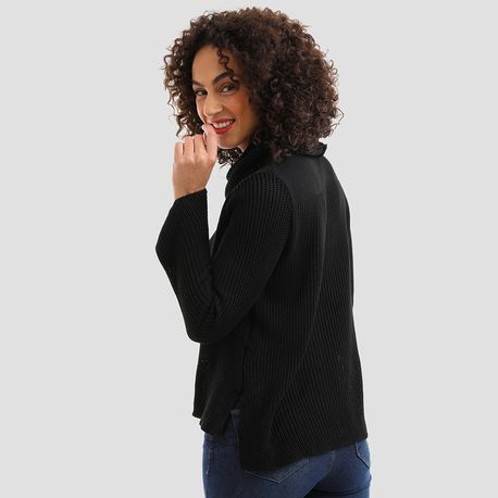 TRICOT FRALDADO GOLA ALTA SOLTA R001 PRETO G