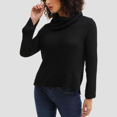 TRICOT FRALDADO GOLA ALTA SOLTA R001 PRETO G