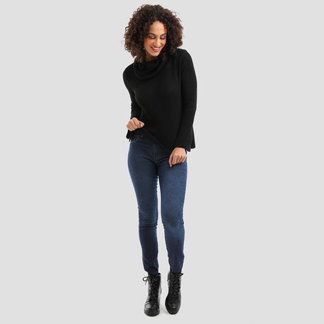 TRICOT FRALDADO GOLA ALTA SOLTA R001 PRETO G