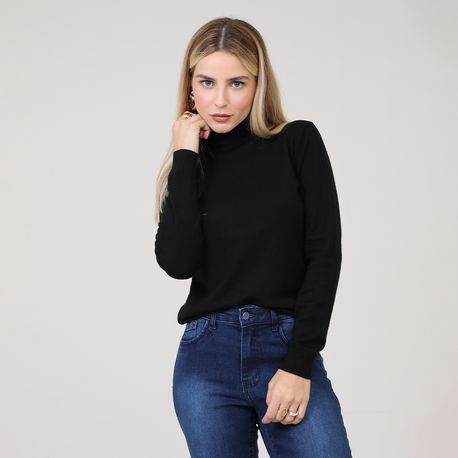 SWEATER GOLA ALTA MP6208 PRETO P