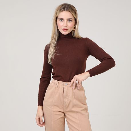 SWEATER GOLA ALTA MP6208 MARROM P