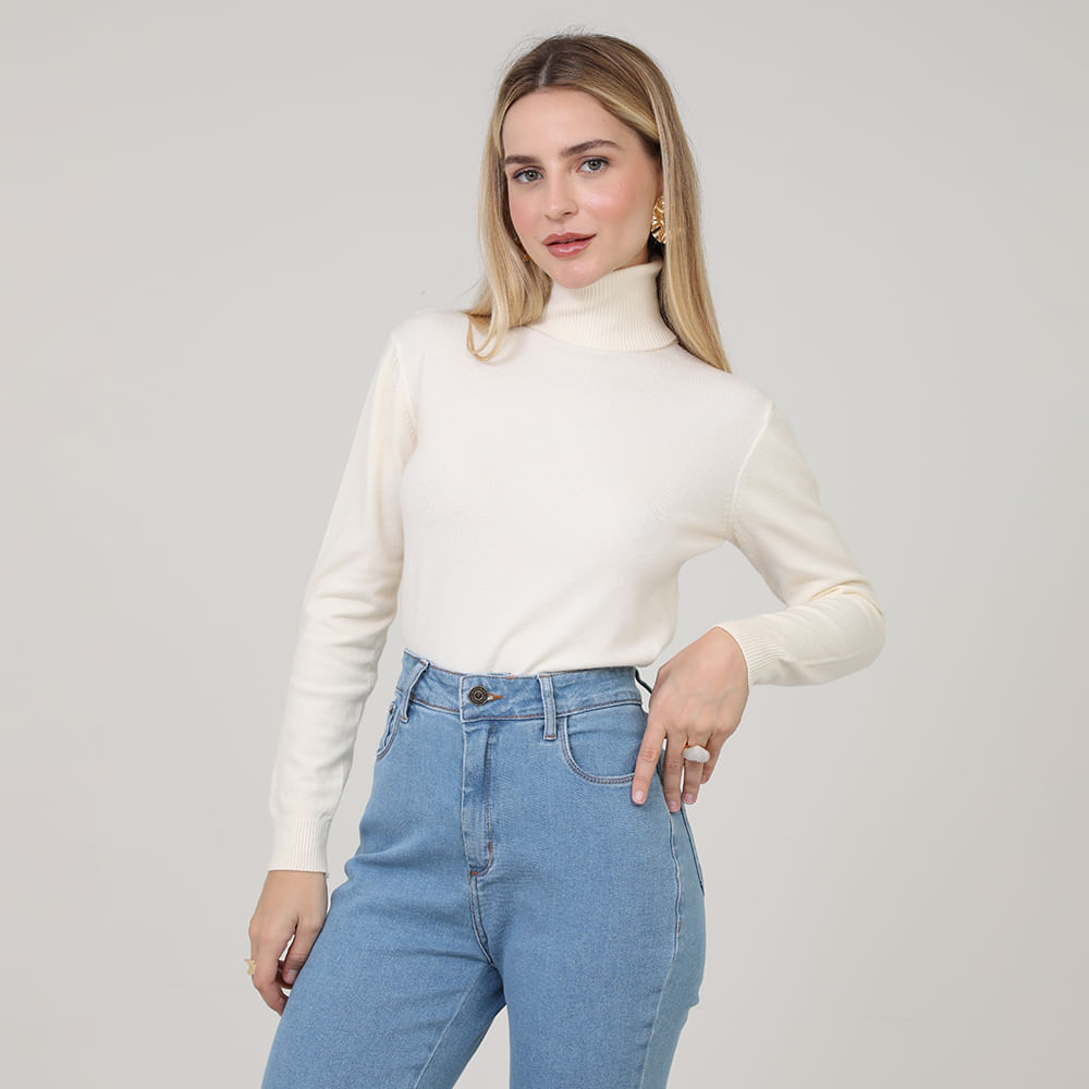 SWEATER GOLA ALTA MP6208 BEGE M