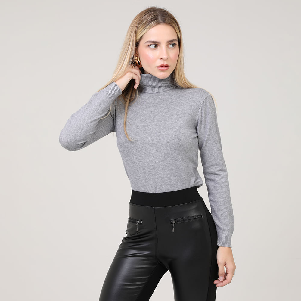 SWEATER GOLA ALTA MP6208 CINZA P