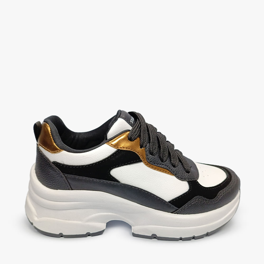TENIS CASUAL 15305 BCO/PTO/BRONZE/PTO 34