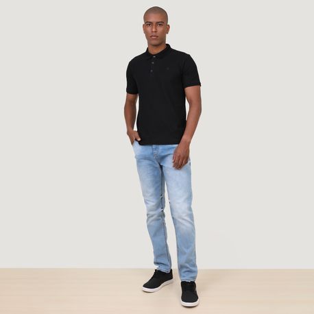 POLO PIQUET ESCRITA NA VISTA E BOTAO BGM33981 PRETO P