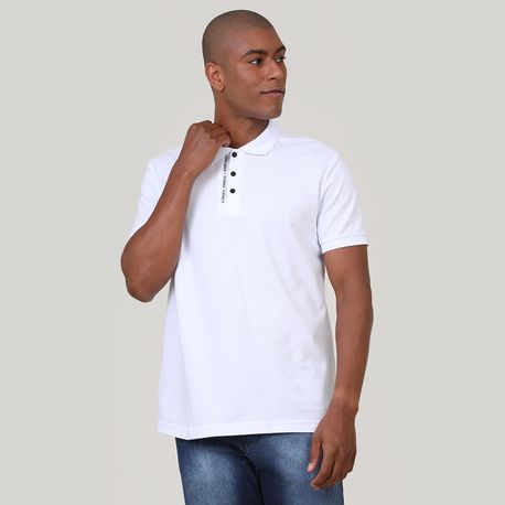 POLO PIQUET ESCRITA NA VISTA E BOTAO BGM33981 BRANCO M