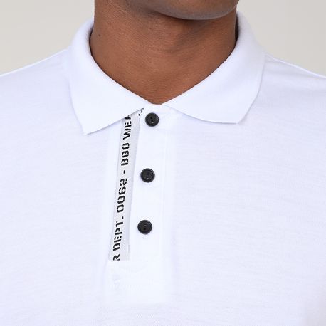 POLO PIQUET ESCRITA NA VISTA E BOTAO BGM33981 BRANCO M