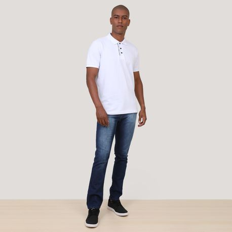 POLO PIQUET ESCRITA NA VISTA E BOTAO BGM33981 BRANCO M