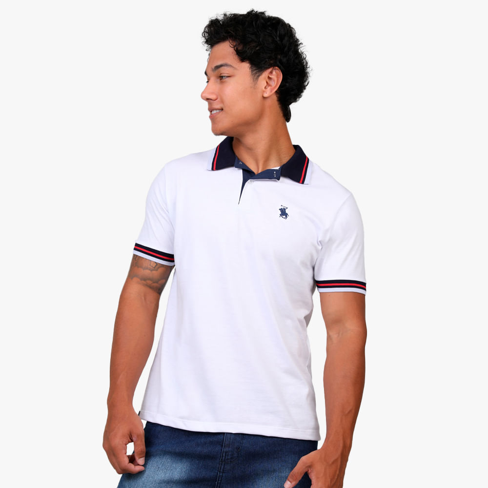 POLO PIQUET C/ BORDADO CAVALINHO P241 BRANCO P