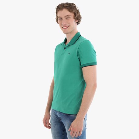 POLO MEIA MALHA DETALHE NA MANGA E GOLA 37310001 VERDE P