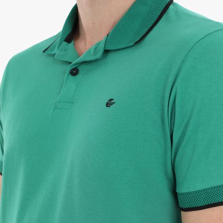 POLO MEIA MALHA DETALHE NA MANGA E GOLA 37310001 VERDE P
