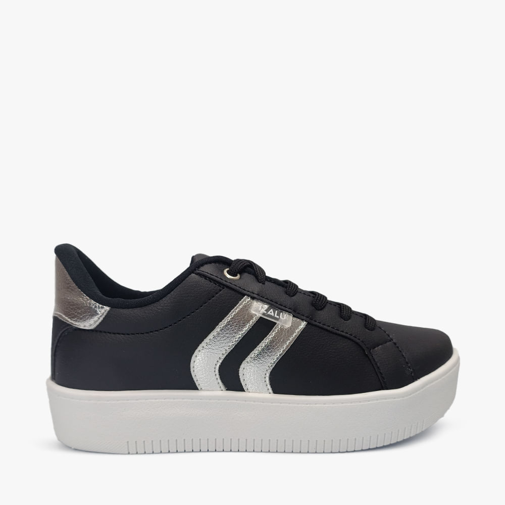 TENIS CASUAL 2 FAIXAS 21106IZ PTO/PRATA 34