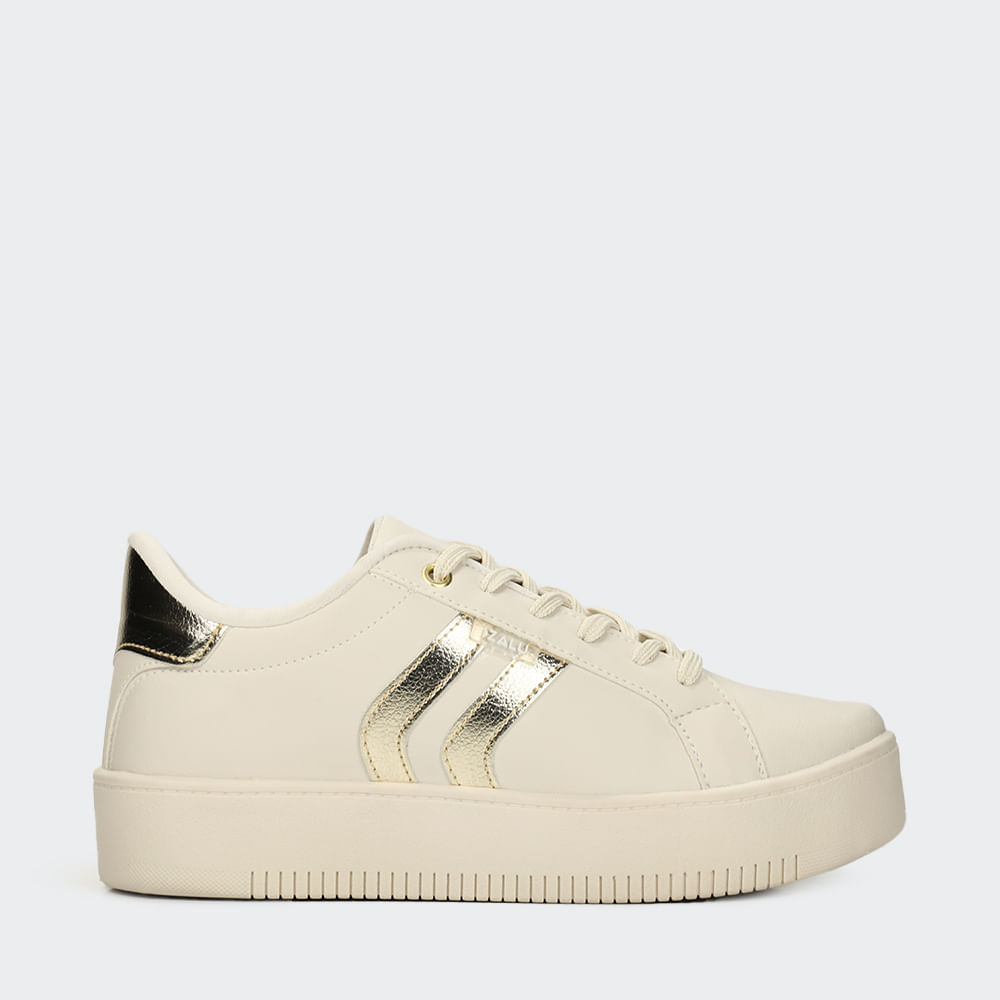TENIS CASUAL 2 FAIXAS 21106IZ OFF WHITE/OURO LIGHT 34