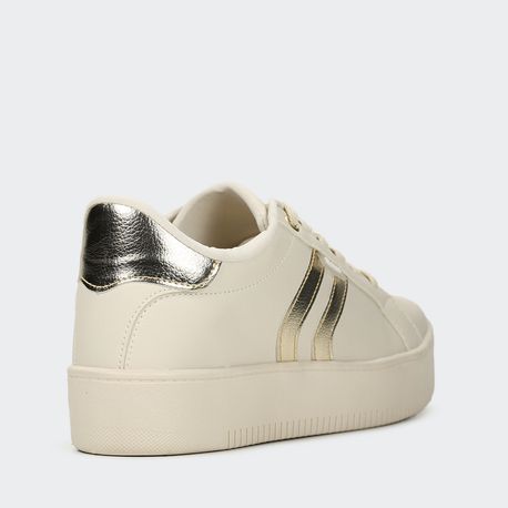 TENIS CASUAL 2 FAIXAS 21106IZ OFF WHITE/OURO LIGHT 34