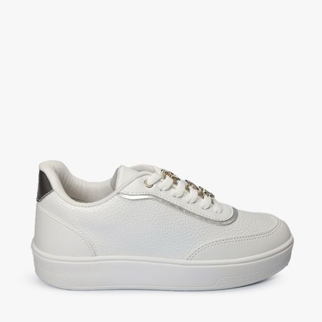 TENIS CASUAL PIN CADARÇO 80009 BCO/PRATA 34