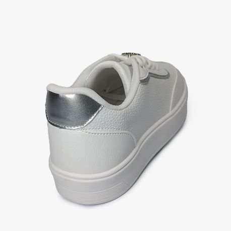 TENIS CASUAL PIN CADARÇO 80009 BCO/PRATA 34