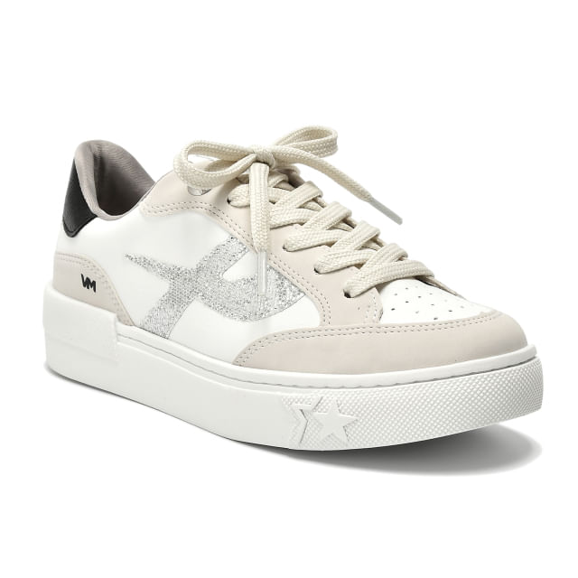 TENIS CASUAL BRILHO 122006 GELO/MILK/PRATA/PTO 34