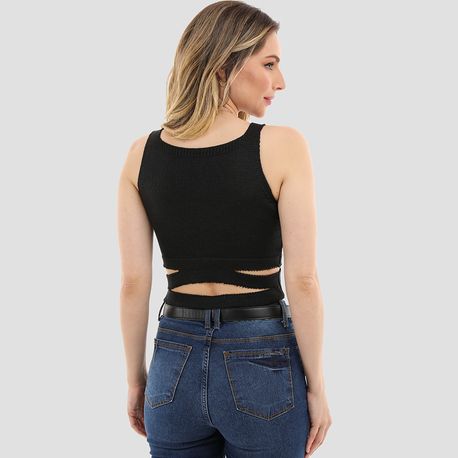 TOP ABERTURA BARRIGA N899 PRETO G