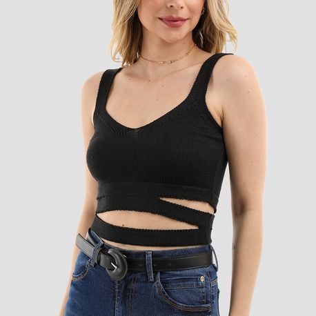 TOP ABERTURA BARRIGA N899 PRETO G