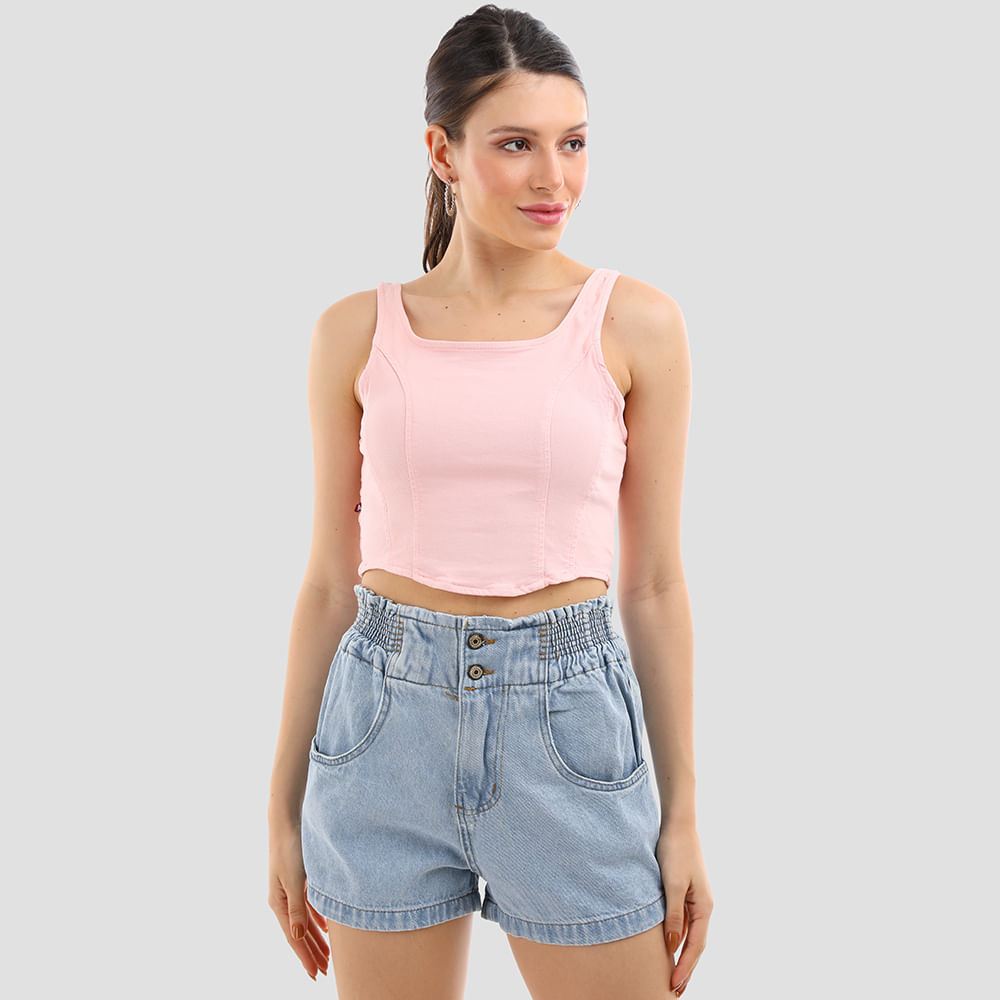 TOP COLOR LYCRA RECORTE 22117 ROSE G