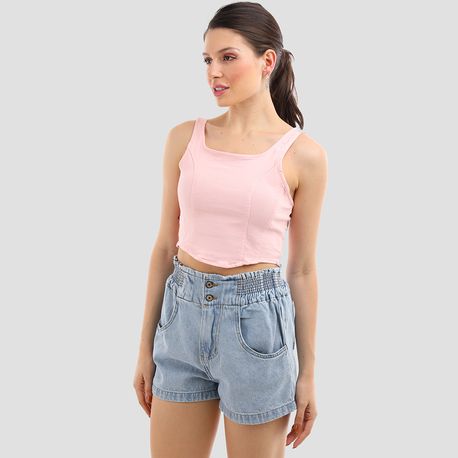 TOP COLOR LYCRA RECORTE 22117 ROSE G