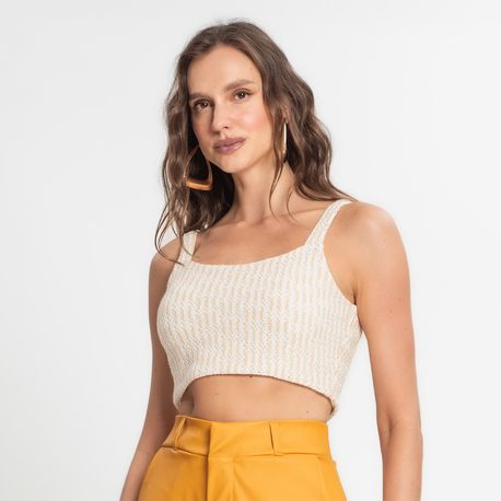 TOP TRICOT BICOLOR E15023 OFF WHITE M