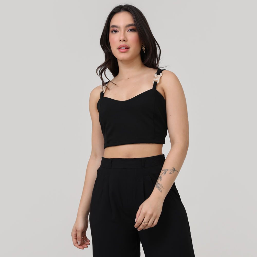 TOP CREPE ALCA FIVELA 1006190 PRETO P