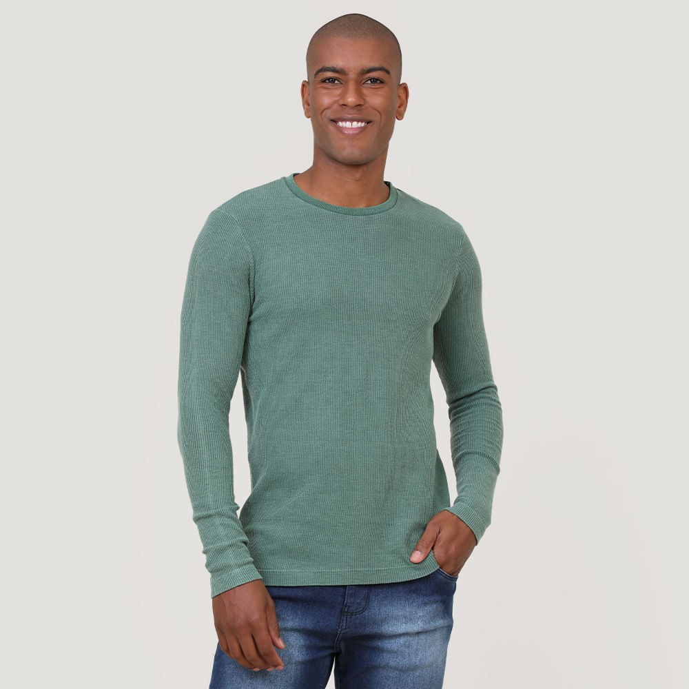 CAMISETA ML WASHED WAFFLE DG10190015/0001 VERDE P