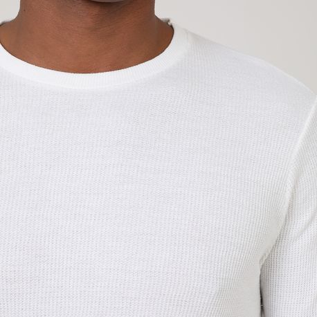 CAMISETA ML WASHED WAFFLE DG10190015/0001 OFF WHITE G