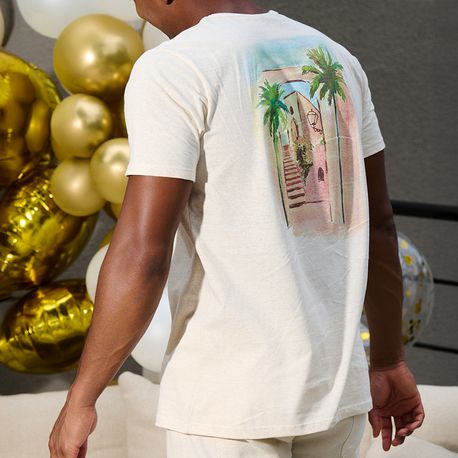 CAMISETA LINHO COM ESTAMPA 1000123527 OFF WHITE P