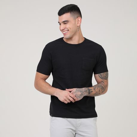 CAMISETA WAFFLE COM BOLSO P1135 PRETO M