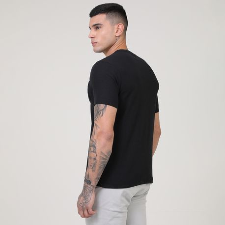 CAMISETA WAFFLE COM BOLSO P1135 PRETO M