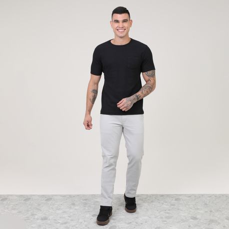 CAMISETA WAFFLE COM BOLSO P1135 PRETO M