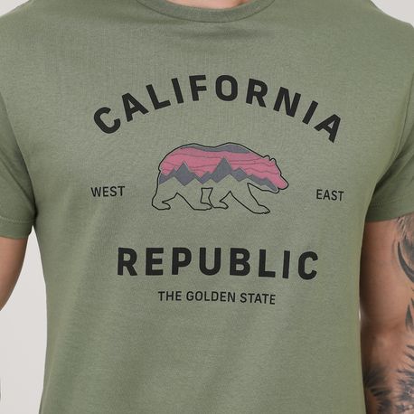 CAMISETA COM ESTAMPA" CALIFORNIA REPUBLIC" DIG-10857 MILITAR P