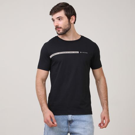 CAMISETA MEIA MALHA C/ ESTAMPA FRENTE 91832 PRETO P