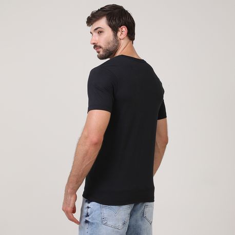 CAMISETA MEIA MALHA C/ ESTAMPA FRENTE 91832 PRETO P