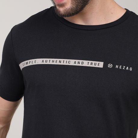 CAMISETA MEIA MALHA C/ ESTAMPA FRENTE 91832 PRETO P