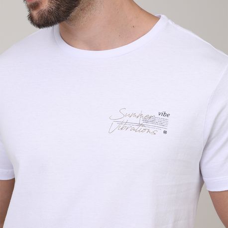 CAMISETA MEIA MALHA C/ ESTAMPA FRENTE VIBE 91838 BRANCO P