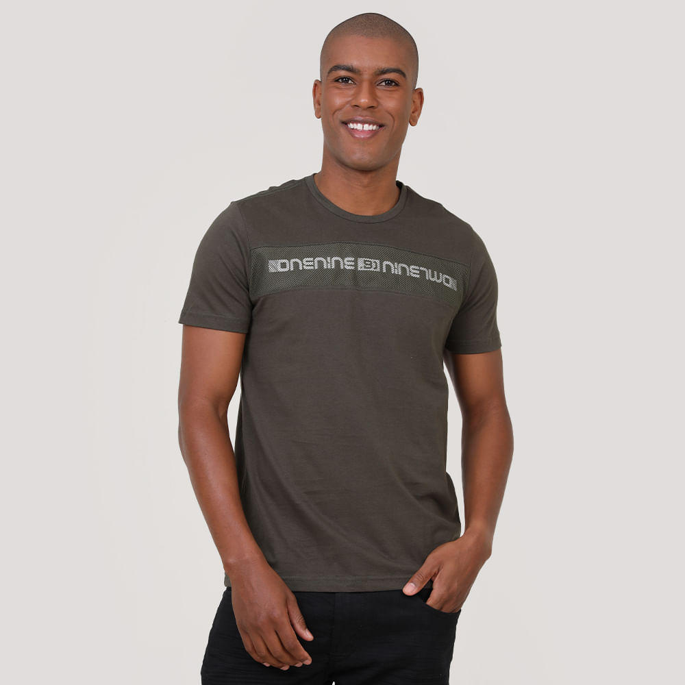 CAMISETA ESCRITA COM TELINHA BGM321654 MILITAR M