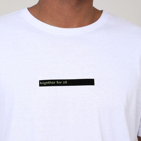 CAMISETA C/ ESCRITA "TOGETHER FOR ALL"