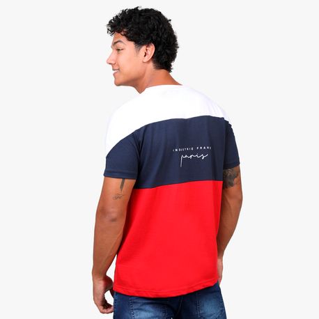 CAMISETA RECORTE TRICOLOR "SAINT GERMAIN" 9499 BRANCO/MARINHO/VERMELHO M