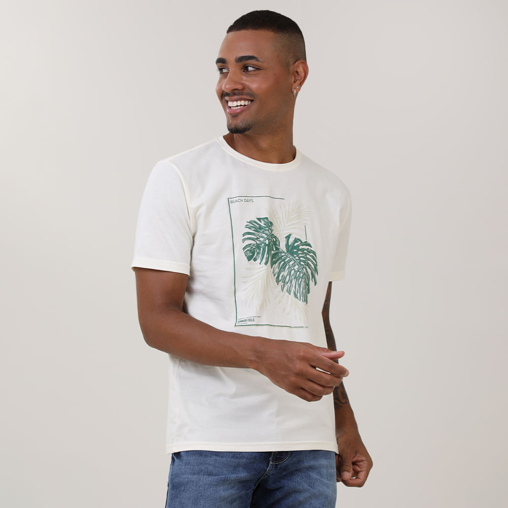 CAMISETA ESTAMPA FOLHA DG-23333 OFF WHITE M