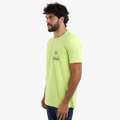 CAMISETA "TROPICAL VIBES" NAS COSTAS DG-23239 VERDE LIMA GG