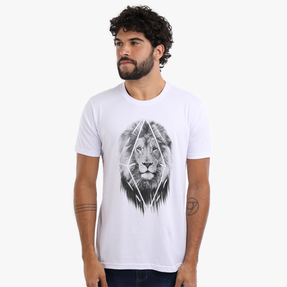 CAMISETA ESTAMPA LEAO DG-23248 BRANCO M