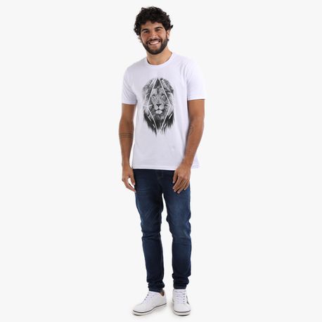 CAMISETA ESTAMPA LEAO DG-23248 BRANCO M