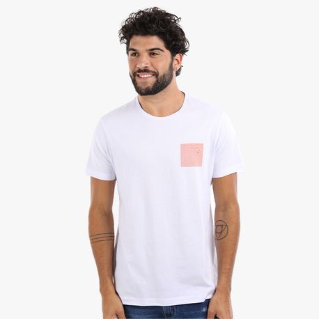 CAMISETA ESTAMPA FOLHA C/ QUADRADOS COLORIDOS 37110003 BRANCO M