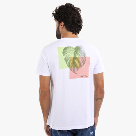 CAMISETA ESTAMPA FOLHA C/ QUADRADOS COLORIDOS 37110003 BRANCO M